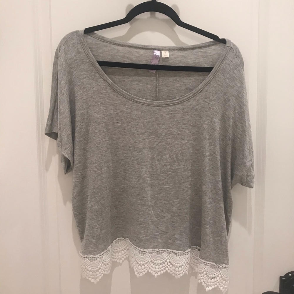 Boutique shirt, gray and white lace. Never worn!